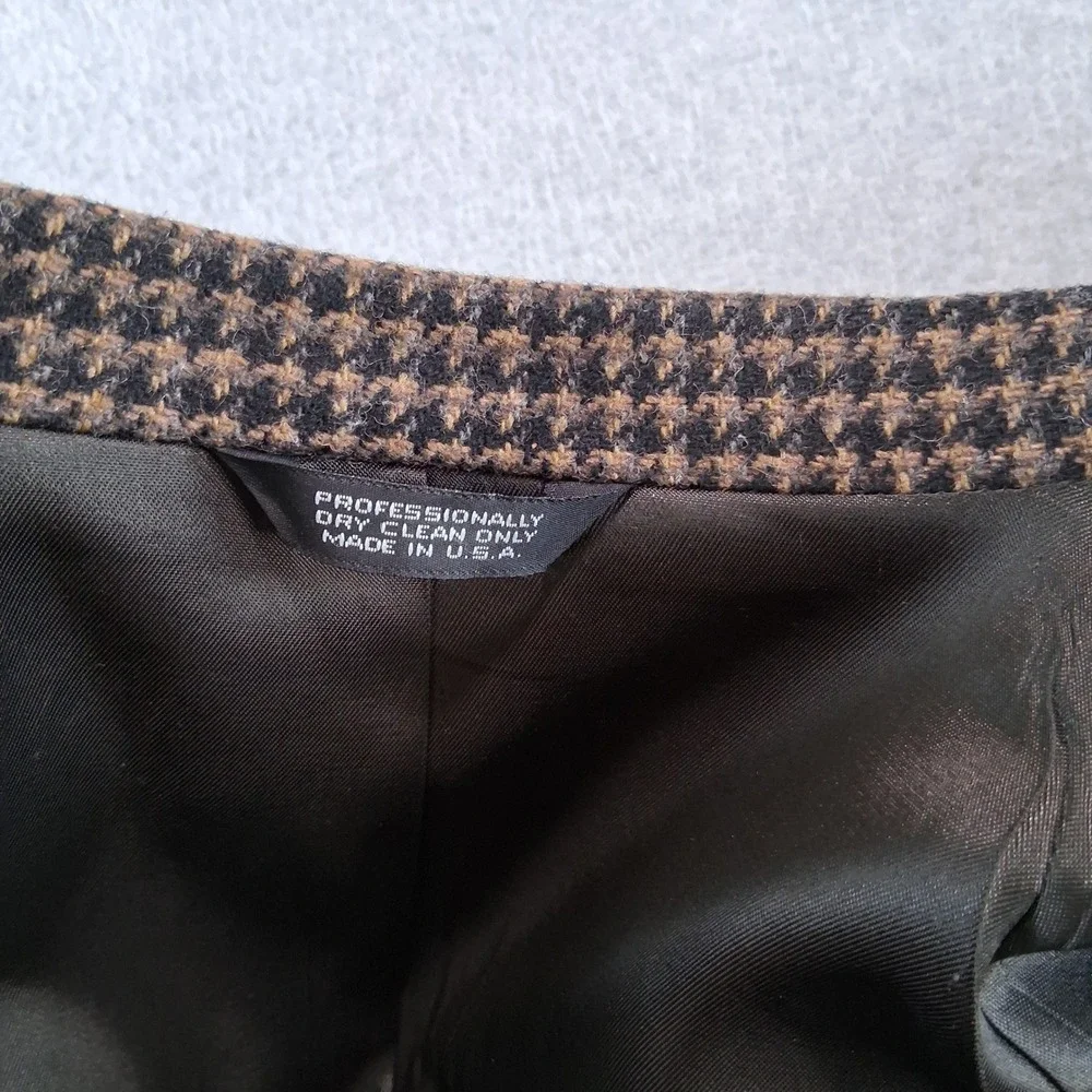 Mark Alexander Sport Coat Mens 40R Brown Houndstooth Elbow Patches Blazer